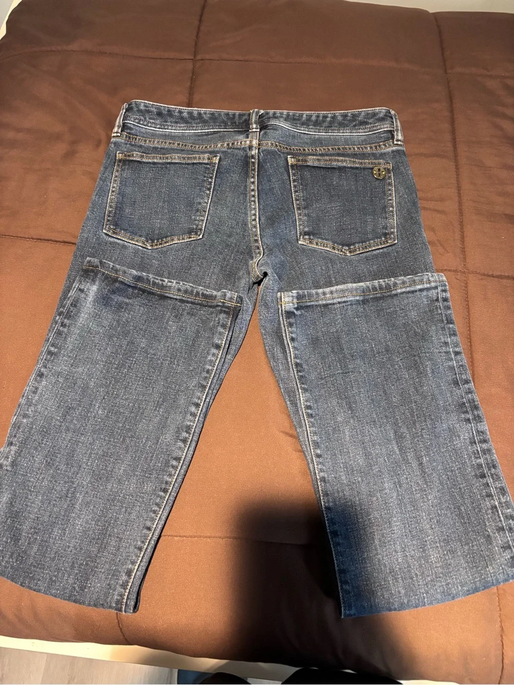 Tory Burch “Classic Tory” Bootcut Jeans with Gold Rivets
